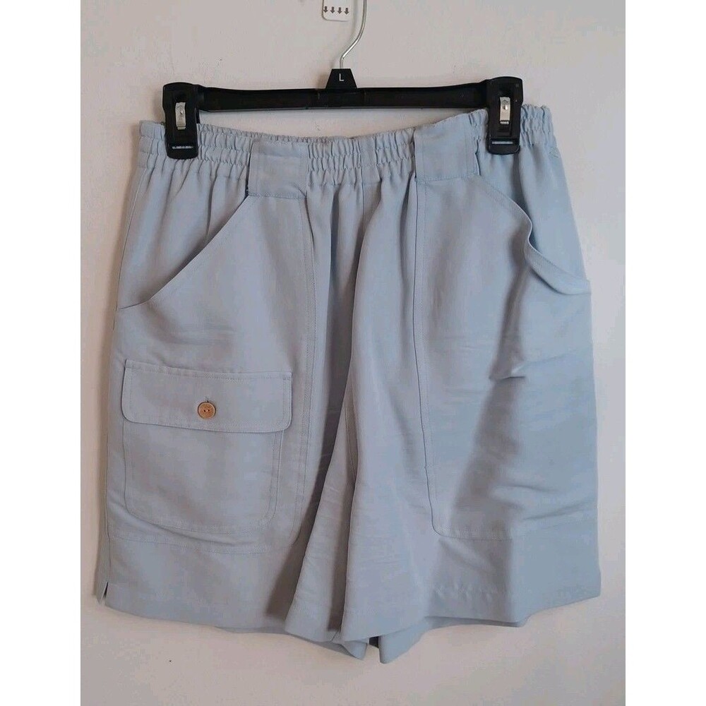 Tommy Bahama 100% Silk Bermuda Shorts M Blue Coastal Vacation Boho Vacation Vtg